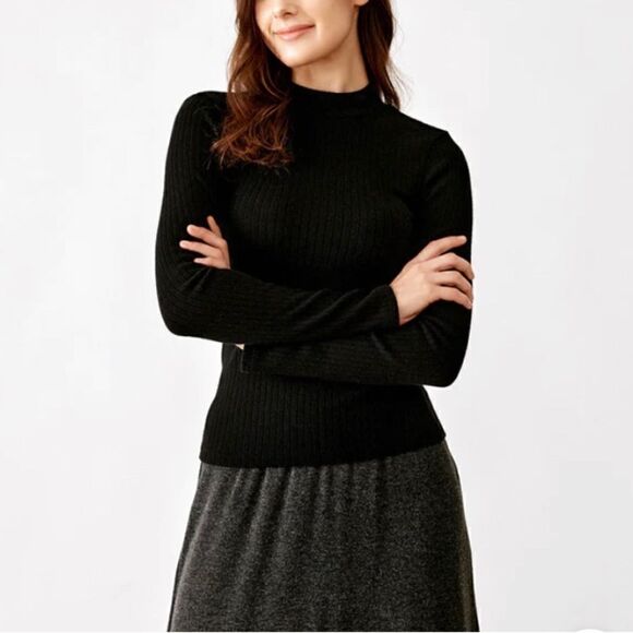 👍🏻Cashmere-Like Thermal Mock Neck Top Black - Picture 1 of 6